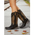 abordables Cowboy y botas occidentales-Botas vaqueras de piel sintética negras y doradas para mujer con bordado de águila dorada: botas de montar de media pantorrilla estilo western para conciertos y festivales de música country.