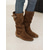 abordables Botas holgadas-Botas de media pantorrilla de gamuza de cuero marrón para mujer con forro de piel sintética para mayor calidez invernal, calzado elegante y cómodo para uso informal.
