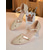 abordables Pompes Classiques-Escarpins à talons compensés pailletés et bride cheville pour femmes - chaussures de soirée dorées élégantes pour cocktails et tenues de soirée