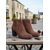 abordables Bottines-Bottines en similicuir marron pour femme avec fermeture éclair latérale – bottines courtes décontractées à talon carré pour le travail, le shopping et les tenues de tous les jours