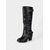 billige Slouch Boots-Brune damestøvletter med løs pasform, spenner og blokkhæl til midt på leggen, stilige og hverdagslige for høst og vinter.