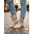 abordables Botas holgadas-Botines holgados de ante beige para mujer: botines estilo western de tacón bajo, informales y cómodos