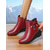 cheap Ankle Boots-Women's Burgundy Faux Leather Warm Fur Lined Wedge Ankle Boots – Winter Waterproof Non-Slip Booties with Bow for Casual Snow Days ,Work and Outdoor Wear