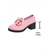 abordables Zapatos de salón de tacón ancho-Mocasines de tacón grueso de charol sintético para mujer con lazo extragrande: zapatos de vestir de estilo retro para actividades informales al aire libre y ropa de calle diaria.