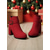 cheap Ankle Boots-Women's Red Suede Ankle Boots with Heart Buckle - Chunky Heel Side-Zip Booties for Fall Fashion,  Christmas and Streetwear Outfits