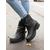 baratos Botas de motociclista-botins femininos com tiras e fivelas cravejadas, estilo retrô casual para uso diário