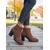 abordables Bottines-Bottines en similicuir marron pour femme avec fermeture éclair latérale – bottines courtes décontractées à talon carré pour le travail, le shopping et les tenues de tous les jours