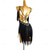 abordables vestido de competición-Vestido de baile latino para mujer con flecos negros, detalles de diamantes de imitación, sin mangas y tirantes cruzados: perfecto para salsa, rumba y ropa de espectáculo.
