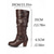 billige Slouch Boots-Brune damestøvletter med løs pasform, spenner og blokkhæl til midt på leggen, stilige og hverdagslige for høst og vinter.