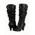 abordables Bottes souples-bottes hautes pour femmes avec sangles à boucle et design ample, avec talon moyen et style polyvalent pour une tenue décontractée et de soirée