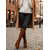 abordables Botas con plataforma-Botas de plataforma hasta la rodilla de gamuza para mujer con cremallera ancha ajustable en la pantorrilla, botas de moda con tacón de bloque para ropa urbana