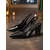 billiga Slingback-pumps-Damskor med guldfärgad slingback och blockklack, spetsig tå – glänsande festskor för nattlivet &amp;julfirande