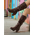 billige Slouch Boots-Brune damestøvletter med løs pasform, spenner og blokkhæl til midt på leggen, stilige og hverdagslige for høst og vinter.
