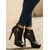 preiswerte Stiefeletten-Sexy schwarze Peep-Toe-Stilettos für Damen mit Cut-Out-Design – Plateaustiefeletten aus Kunstleder für Party und Abendgarderobe