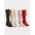 cheap Fashion Boots-Women's Red Faux Leather Platform Knee-High Lace-Up Fashion Boots with Side Zipper - Chunky Heel Boots for Daily Outfits and Fall Winter Streetwear