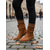 abordables Botas holgadas-Botines holgados de ante beige para mujer: botines estilo western de tacón bajo, informales y cómodos