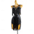abordables vestido de competición-Vestido de baile latino para mujer con flecos negros, detalles de diamantes de imitación, sin mangas y tirantes cruzados: perfecto para salsa, rumba y ropa de espectáculo.