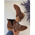 baratos Botas de tornozelo-Botas femininas vermelhas de cano curto – botinhas de salto baixo com zíper bordado e camurça sintética para o Natal, festas e estilo casual