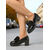 abordables Zapatos de salón de tacón ancho-Mocasines de tacón grueso de charol sintético para mujer con lazo extragrande: zapatos de vestir de estilo retro para actividades informales al aire libre y ropa de calle diaria.