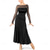 economico Sala da Ballo Standard-abito da ballo da sala nero da donna con maniche lunghe trasparenti, lungo fino a terra, elegante abito da spettacolo per balli latini, tango o balli sociali
