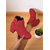 cheap Ankle Boots-Women's Red Suede Ankle Boots with Heart Buckle - Chunky Heel Side-Zip Booties for Fall Fashion,  Christmas and Streetwear Outfits