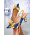 baratos sapatos slingback-Sapatos de salto alto slingback femininos com laço azul e dourado - sapatos de festa com bico fino e salto de cristal brilhante para a vida noturna &amp;roupas de natal