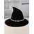 abordables Accessoires d'Halloween-Chapeau de sorcière d'Halloween pour femme, chapeau vintage à large bord pointu avec bande de corde, accessoire de costume gothique pour cosplay et fêtes
