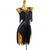 abordables vestido de competición-Vestido de baile latino para mujer con flecos negros, detalles de diamantes de imitación, sin mangas y tirantes cruzados: perfecto para salsa, rumba y ropa de espectáculo.