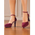 abordables Retro de los años 50-Zapatos de tacón alto con plataforma y tira al tobillo de ante burdeos de los años 50 para mujer: elegantes zapatos de fiesta y boda para damas.