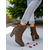 baratos Botas de tornozelo-Botas femininas cor de vinho – botinhas de camurça sintética com salto grosso e zíper e detalhe de tira para uso casual e looks de outono