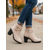 baratos Botas de tornozelo-botins femininos de camurça com tiras de fivela dupla e salto bloco, calçado casual para looks do dia a dia