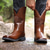 voordelige Cowboy &amp; Western Boots-Heren Amerikaanse vlag reliëf cowboy werklaarzen - duurzame bruine imitatieleren westernlaarzen met robuuste zool voor buiten en casual gebruik