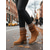 abordables Botas holgadas-Botines holgados de ante beige para mujer: botines estilo western de tacón bajo, informales y cómodos