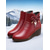 cheap Ankle Boots-Women's Burgundy Faux Leather Warm Fur Lined Wedge Ankle Boots – Winter Waterproof Non-Slip Booties with Bow for Casual Snow Days ,Work and Outdoor Wear