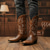 economico Stivali da cowboy e occidentali-stivali da cowboy western da uomo in similpelle marrone e nero vintage con ricami intricati - resistenti ed eleganti per rodeo e uso quotidiano