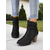 baratos Botas de tornozelo-Botas femininas cor de vinho – botinhas de camurça sintética com salto grosso e zíper e detalhe de tira para uso casual e looks de outono