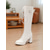 cheap Fashion Boots-Women's Red Faux Leather Platform Knee-High Lace-Up Fashion Boots with Side Zipper - Chunky Heel Boots for Daily Outfits and Fall Winter Streetwear