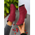 baratos Botas de tornozelo-Botas femininas cor de vinho – botinhas de camurça sintética com salto grosso e zíper e detalhe de tira para uso casual e looks de outono