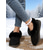 abordables Botas de nieve e invierno-Botas de nieve marrón claro para mujer con ribete de piel sintética y suela de diamantes de imitación: cómodas botas de invierno de ante sintético para el hogar y para exteriores en invierno.