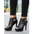 preiswerte Stiefeletten-Sexy schwarze Peep-Toe-Stilettos für Damen mit Cut-Out-Design – Plateaustiefeletten aus Kunstleder für Party und Abendgarderobe