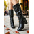 abordables Botas holgadas-Botas holgadas hasta media pantorrilla negras para mujer con correas con hebilla, elegantes y versátiles para uso informal, de otoño e invierno.