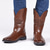 voordelige Cowboy &amp; Western Boots-Heren Amerikaanse vlag reliëf cowboy werklaarzen - duurzame bruine imitatieleren westernlaarzen met robuuste zool voor buiten en casual gebruik