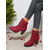 baratos Botas de tornozelo-Botas femininas cor de vinho – botinhas de camurça sintética com salto grosso e zíper e detalhe de tira para uso casual e looks de outono