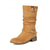 baratos Botas Slouch-Botas femininas de cano médio com tiras largas e fivelas – botas de inverno estilo camurça vintage para looks casuais e moda outono