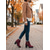 baratos Botas de tornozelo-botins femininos de camurça com tiras de fivela dupla e salto bloco, calçado casual para looks do dia a dia