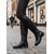 abordables Botas para montar-Botas altas hasta la rodilla de piel sintética para mujer con cremallera lateral y tacones bajos, calzado de moda urbana elegante.