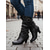 abordables Bottes souples-bottes hautes pour femmes avec sangles à boucle et design ample, avec talon moyen et style polyvalent pour une tenue décontractée et de soirée