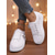 economico Sneakers da donna-Sneakers da donna con lacci in metallo argentato e fibbia in strass: scarpe casual alla moda per feste notturne e outfit da discoteca