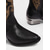 abordables Cowboy y botas occidentales-Botas vaqueras de piel sintética negras y doradas para mujer con bordado de águila dorada: botas de montar de media pantorrilla estilo western para conciertos y festivales de música country.