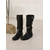 abordables Botas holgadas-Botas de media pantorrilla de gamuza de cuero marrón para mujer con forro de piel sintética para mayor calidez invernal, calzado elegante y cómodo para uso informal.